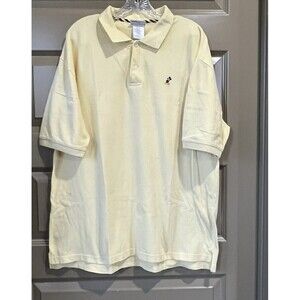 Disney Polo Shirt Mens L  Yellow Mickey Mouse World Rugby Golf Adult